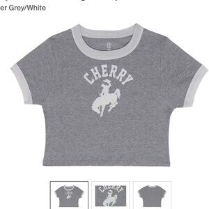 Cherry La Western Ringer Baby Tee - image 1